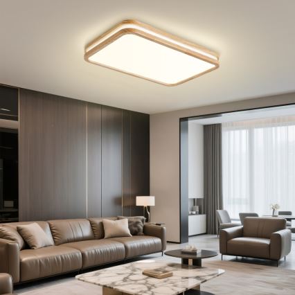 BRILAGI - LED затемнюваний стельовий світильник MOLINA SQUARE LED/54W/230V 3000-6000K дуб 60x40 см + пульт дистанційного керування