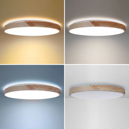 BRILAGI - LED стельовий світильник PILANA LED/72W/230V 3000-6500K дуб/бежевий, діаметр 80 см + пульт дистанційного керування