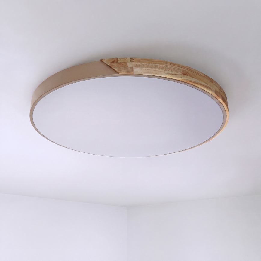 BRILAGI - LED стельовий світильник PILANA LED/72W/230V 3000-6500K дуб/бежевий, діаметр 80 см + пульт дистанційного керування
