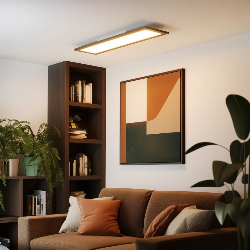 Brilagi - LED стельний світильник зі змінною яскравістю SLIMFRAME WOOD LED/58W/230V 124x34 cm 3000-6000K темно-коричневий + пульт дистанційного керування