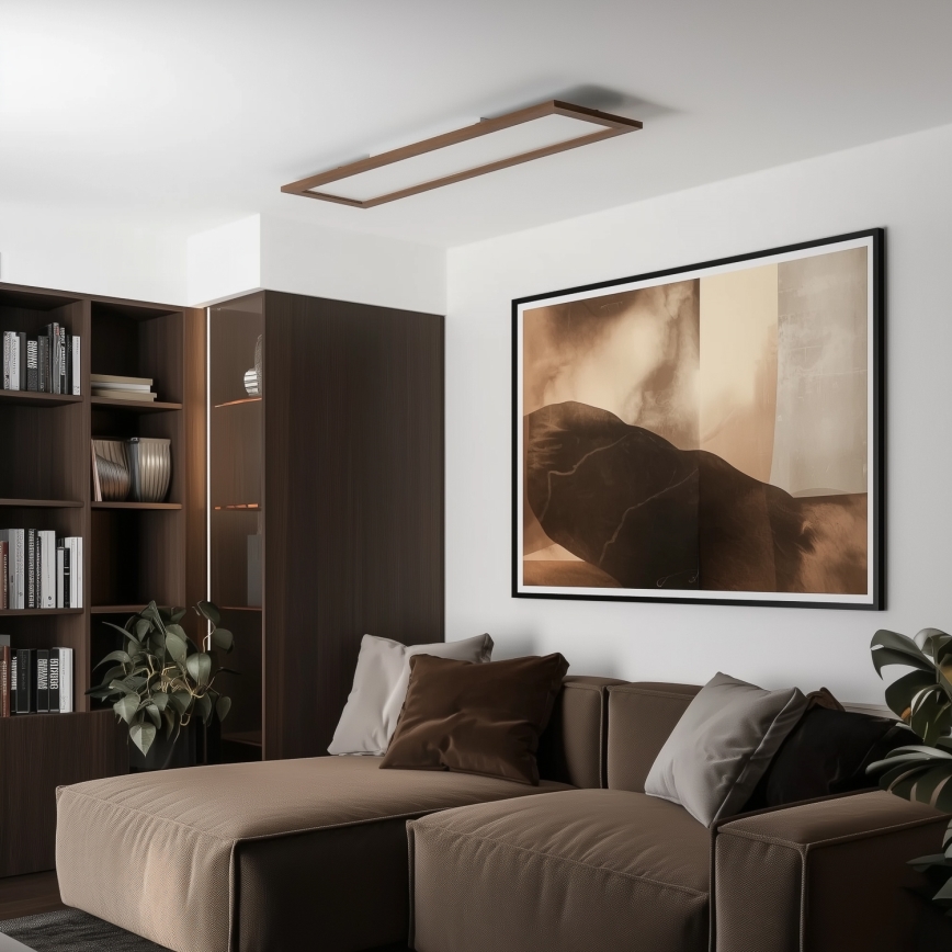 Brilagi - LED стельний світильник зі змінною яскравістю SLIMFRAME WOOD LED/58W/230V 124x34 cm 3000-6000K темно-коричневий + пульт дистанційного керування