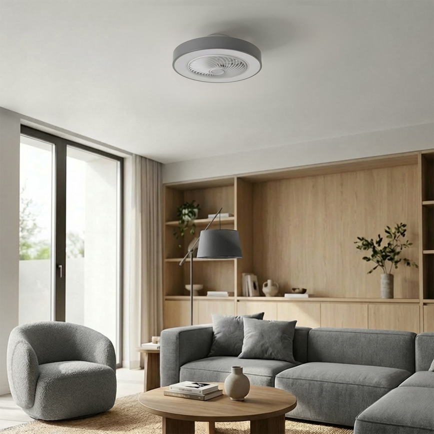 Brilagi - з регулюванням яскравості LED стельовий світильник з вентилятором LED/38W/230V 3000-6500K 3000-6500K діаметр 50 см сірий + пульт дистанційного керування