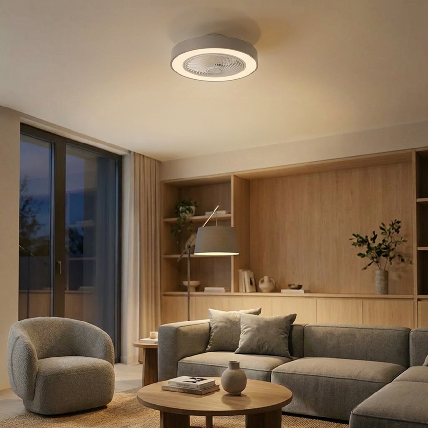 Brilagi - з регулюванням яскравості LED стельовий світильник з вентилятором LED/38W/230V 3000-6500K 3000-6500K діаметр 50 см сірий + пульт дистанційного керування