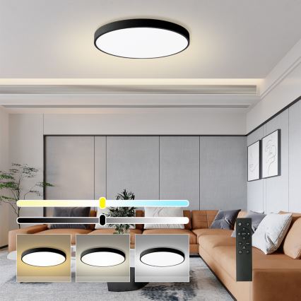 Brilagi - LED стельовий світильник з регулюванням яскравості POOL SMART LED/100W/230V 3000-6000K діам. 80 см Wi-Fi Tuya чорний + пульт дистанційного керування