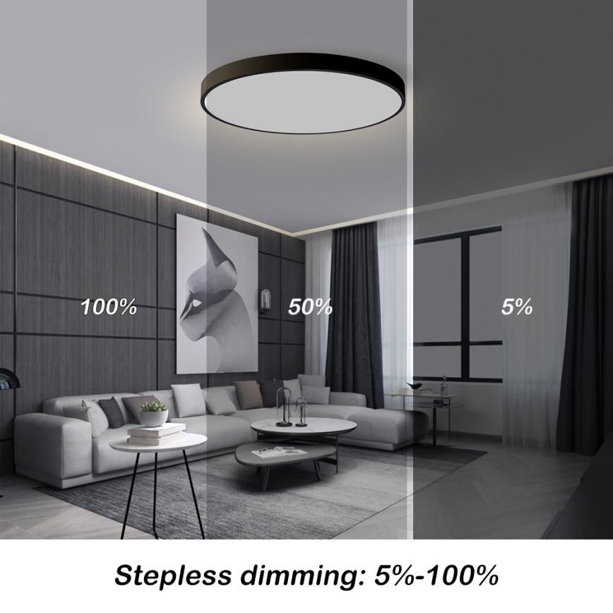 Brilagi - LED стельовий світильник з регулюванням яскравості POOL SMART LED/100W/230V 3000-6000K діам. 80 см Wi-Fi Tuya чорний + пульт дистанційного керування