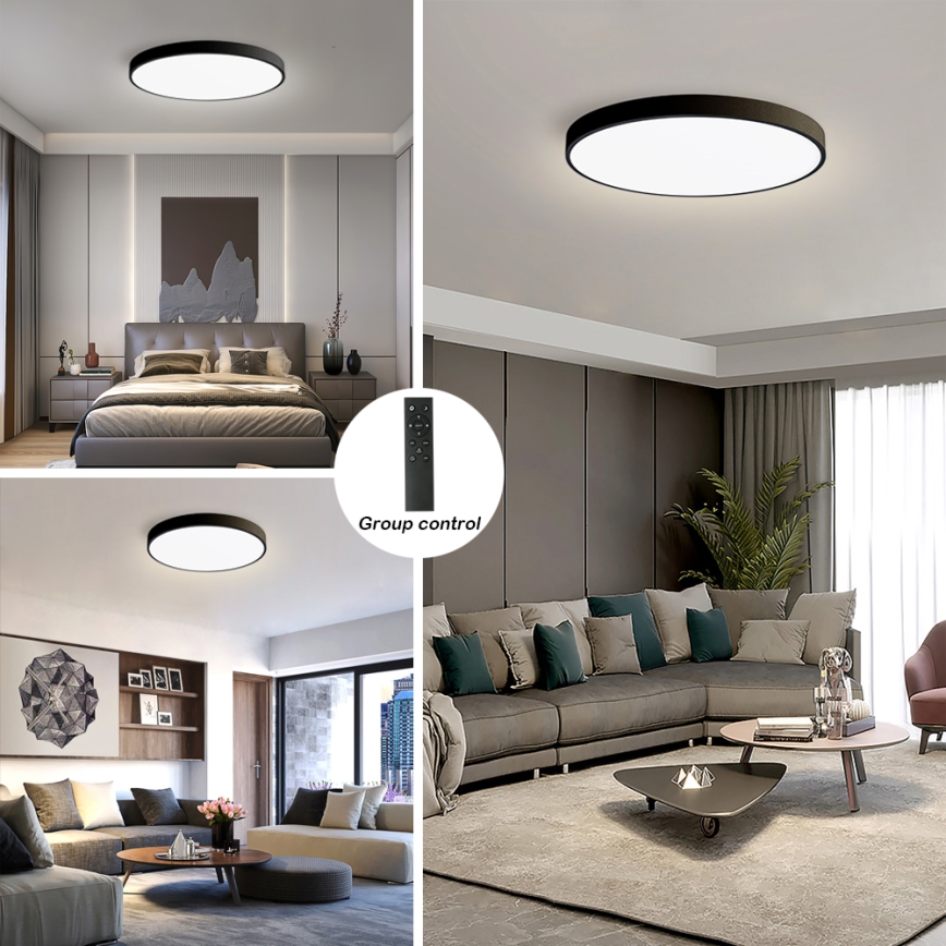 Brilagi - LED стельовий світильник з регулюванням яскравості POOL SMART LED/100W/230V 3000-6000K діам. 80 см Wi-Fi Tuya чорний + пульт дистанційного керування