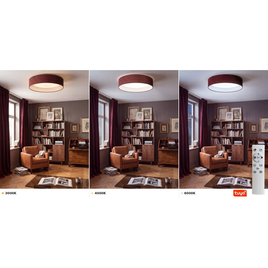 Brilagi - LED стельовий світильник з регульованою яскравістю VELVET SMARTIX STARS LED/24W/230V 3000-6000K діаметр 45 см бордовий Wi-Fi Tuya Beacon + пульт дистанційного керування