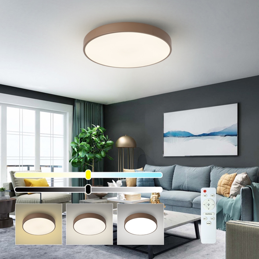 Brilagi – стельовий світлодіодний світильник з регулюванням яскравості POOL LED/60W/230V 3000–6000K діаметр 50 см, коричневий + пульт дистанційного керування