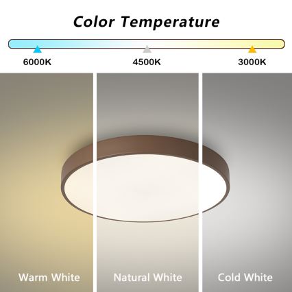 Brilagi – стельовий світлодіодний світильник з регулюванням яскравості POOL LED/60W/230V 3000–6000K діаметр 50 см, коричневий + пульт дистанційного керування