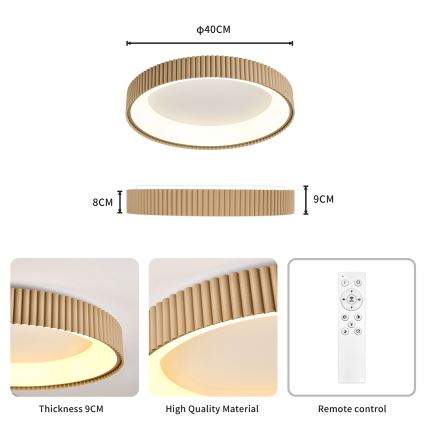 Brilagi - LED стельовий світильник з регулюванням яскравості FALCON MODERN LED/30W/230V 3000-6500K діаметром 40 см бежевий + пульт дистанційного керування