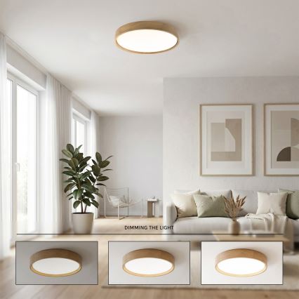 Brilagi - LED-стельовий світильник MANAROLA SMART з регульованою яскравістю LED/36W/230V 3000-6000K Wi-Fi Tuya Beacon діаметр 51 см дуб + пульт дистанційного керування