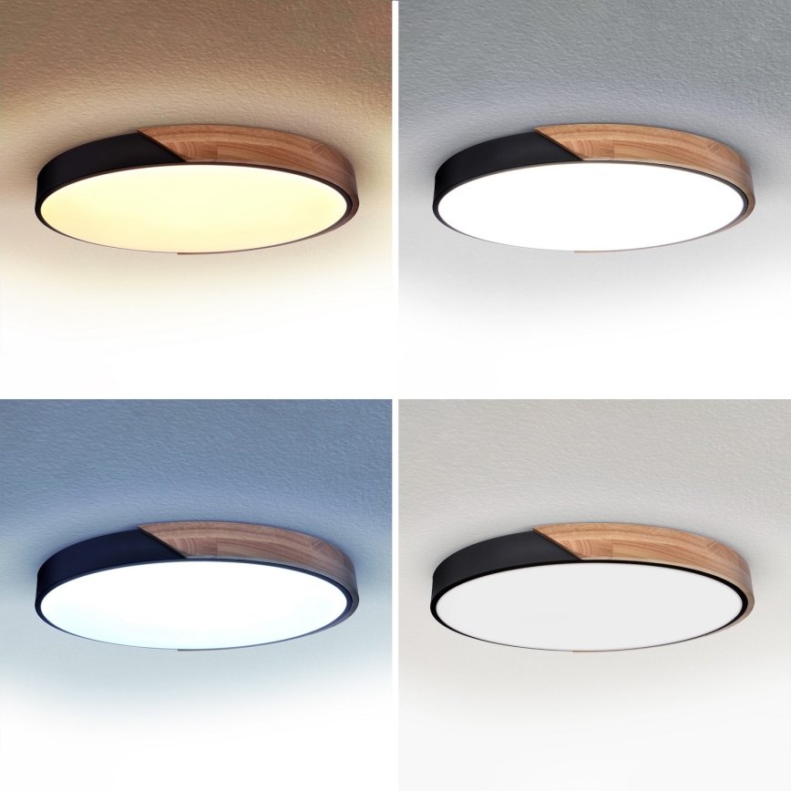 Brilagi - світлодіодний стельовий світильник з регулюванням яскравості PILANA 60 Вт/230 В дуб/чорний Ø 58,5 см + пульт дистанційного керування