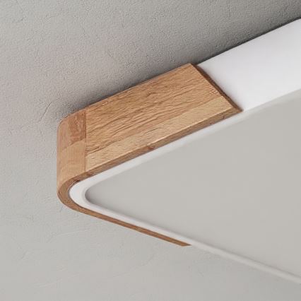 Brilagi - LED стельовий світильник PILANA LED/60W/230V 3000-6500K дуб/білий 56x56 см + пульт дистанційного керування, з регулюванням яскравості