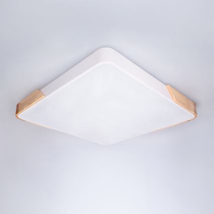 Brilagi - LED стельовий світильник PILANA LED/60W/230V 3000-6500K дуб/білий 56x56 см + пульт дистанційного керування, з регулюванням яскравості