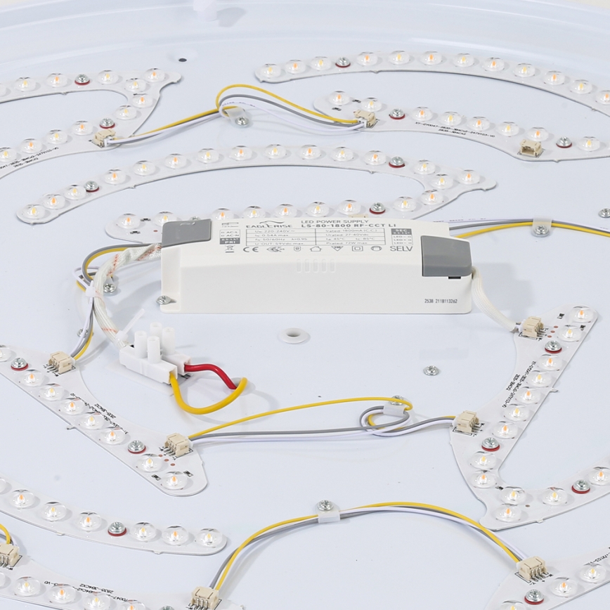 Brilagi - регульований світлодіодний стельовий світильник WOODROUND LED, 70 Вт/230 В, 3000–6000 К, діаметр 80 см, дерев'яне оздоблення, CRI 90 + пульт дистанційного керування