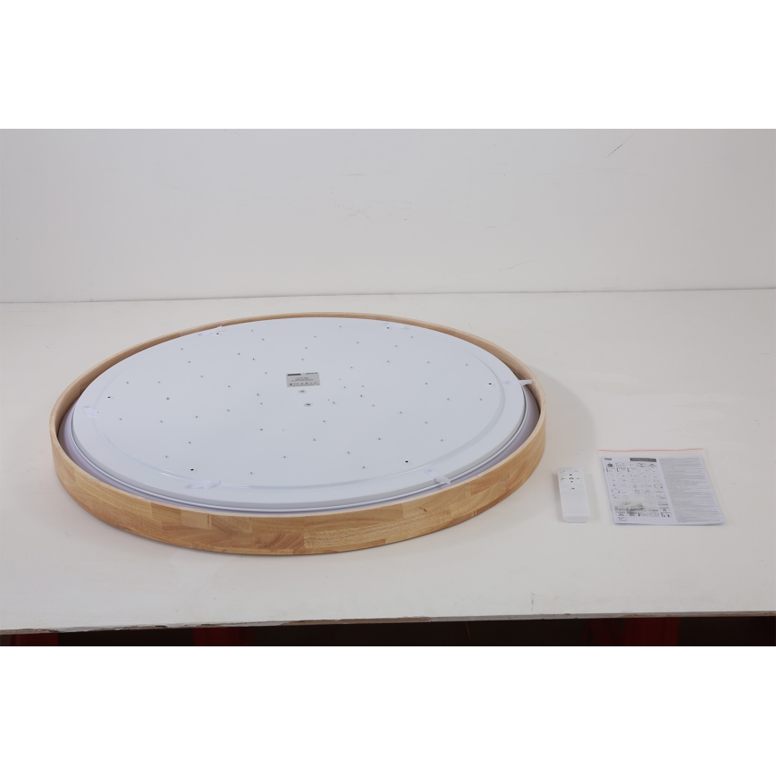 Brilagi - регульований світлодіодний стельовий світильник WOODROUND LED, 70 Вт/230 В, 3000–6000 К, діаметр 80 см, дерев'яне оздоблення, CRI 90 + пульт дистанційного керування