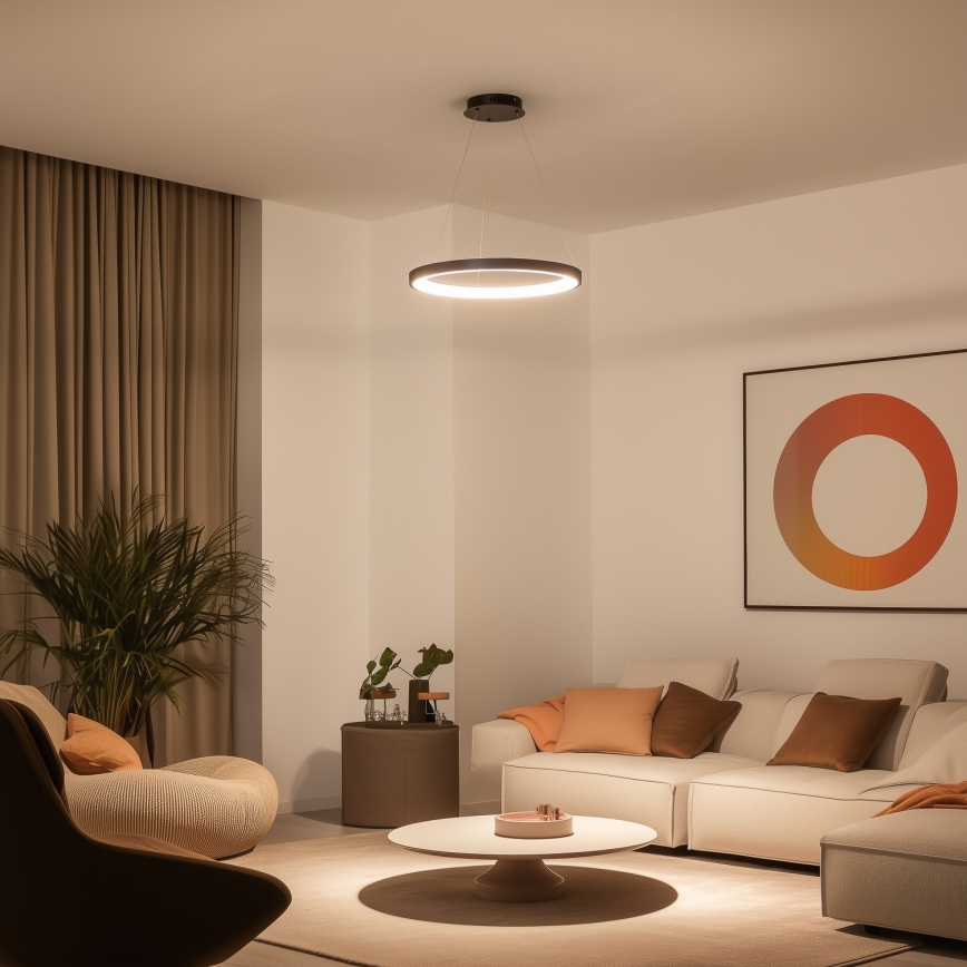 Brilagi - LED люстра на тросі з регулюванням яскравості FALCON SLIM LED/42 Вт/230 В 3000-6500K діам. 50 см чорна + пульт дистанційного керування