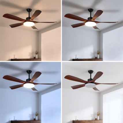 Brilagi - затемнюваний LED стельовий вентилятор LED/34W/230V 132 см чорний/коричневий + пульт дистанційного керування