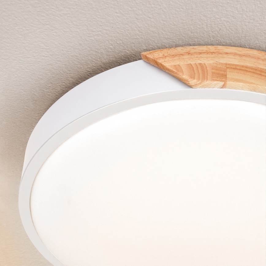 Brilagi - LED затемнюваний стельовий світильник PILANA LED/48W/230V 3000-6500K дуб/білий Ø 40 см + пульт дистанційного керування