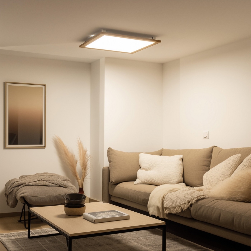 Brilagi - Димований стельовий світильник SLIMFRAME WOOD LED/58W/230V 64x64 cm 3000-6000K коричневий + пульт дистанційного керування