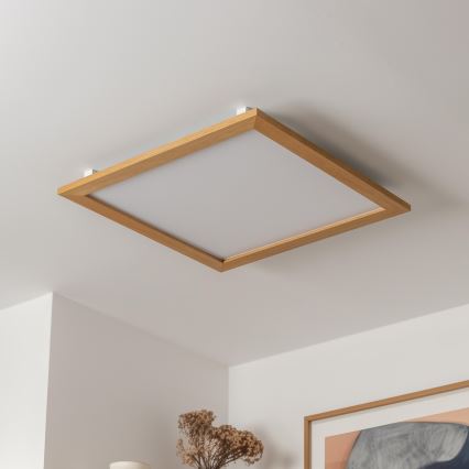Brilagi - Димований стельовий світильник SLIMFRAME WOOD LED/58W/230V 64x64 cm 3000-6000K коричневий + пульт дистанційного керування