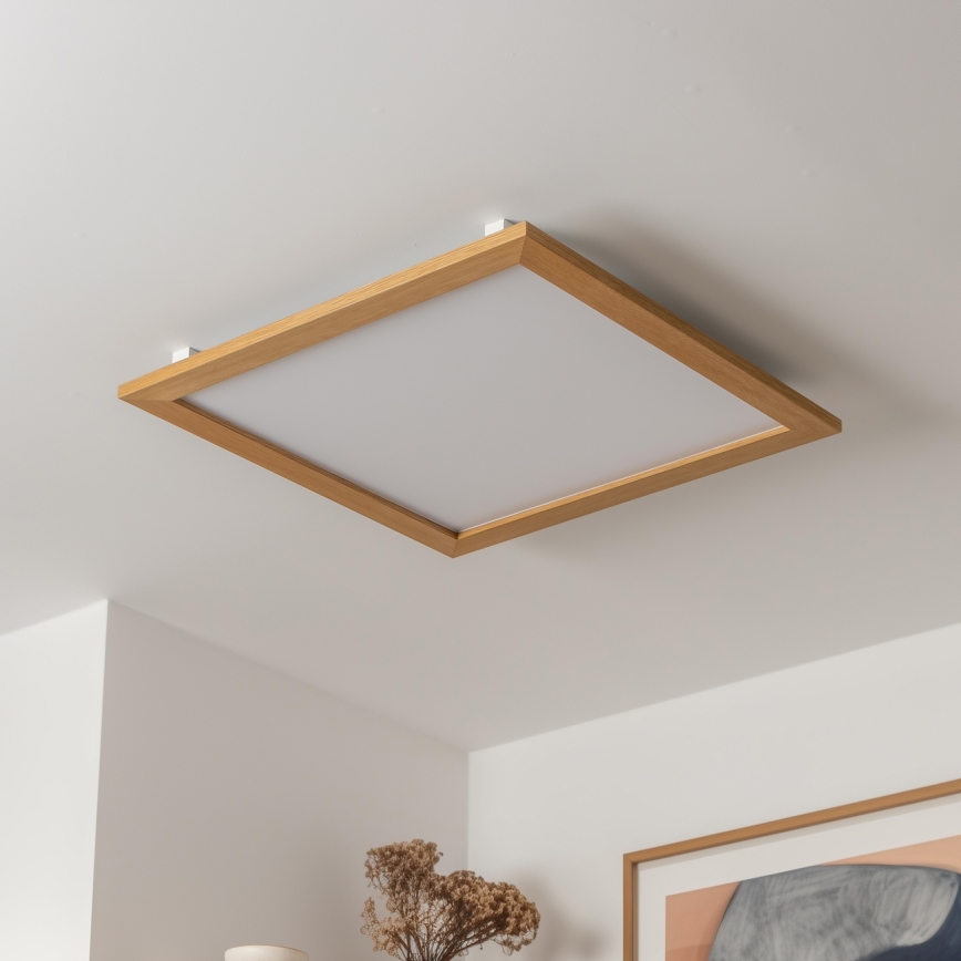 Brilagi - Димований стельовий світильник SLIMFRAME WOOD LED/58W/230V 64x64 cm 3000-6000K коричневий + пульт дистанційного керування