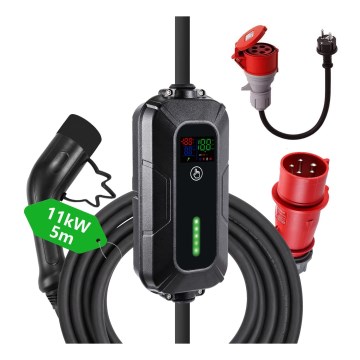 Brilagi - Дорожная зарядная станция для электромобилей FAST AC Тип 2 16A/380V 11kW + вилка 230V, 3,7kW 5 м + чехол