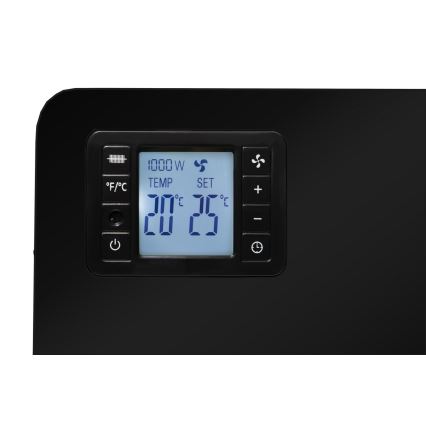 Brilagi - Електричний точковий обігрівач/конвектор 1000/1300/2300W LCD/таймер/TURBO/термостат чорний + пульт дистанційного керування