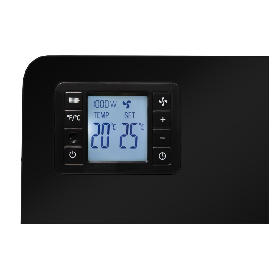 Brilagi - Електричний точковий обігрівач/конвектор 1000/1300/2300W LCD/таймер/TURBO/термостат чорний + пульт дистанційного керування