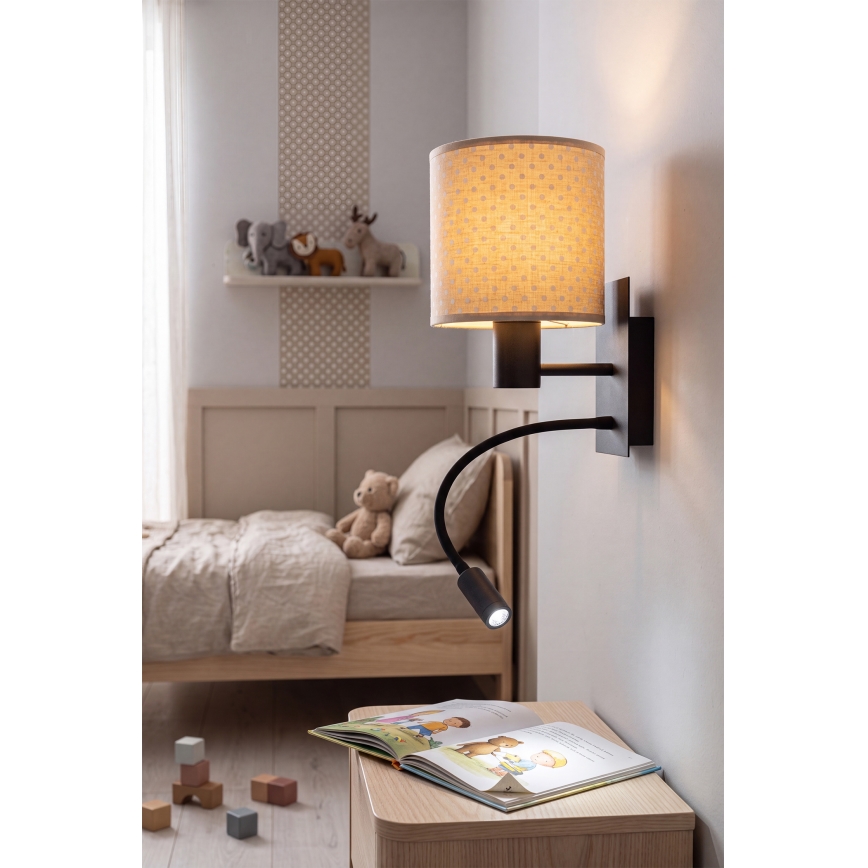 BRILAGI - LED гибкая настенная лампа BOBO 1xE27/25W/230V + LED/3W черный/бежевый/в горошек