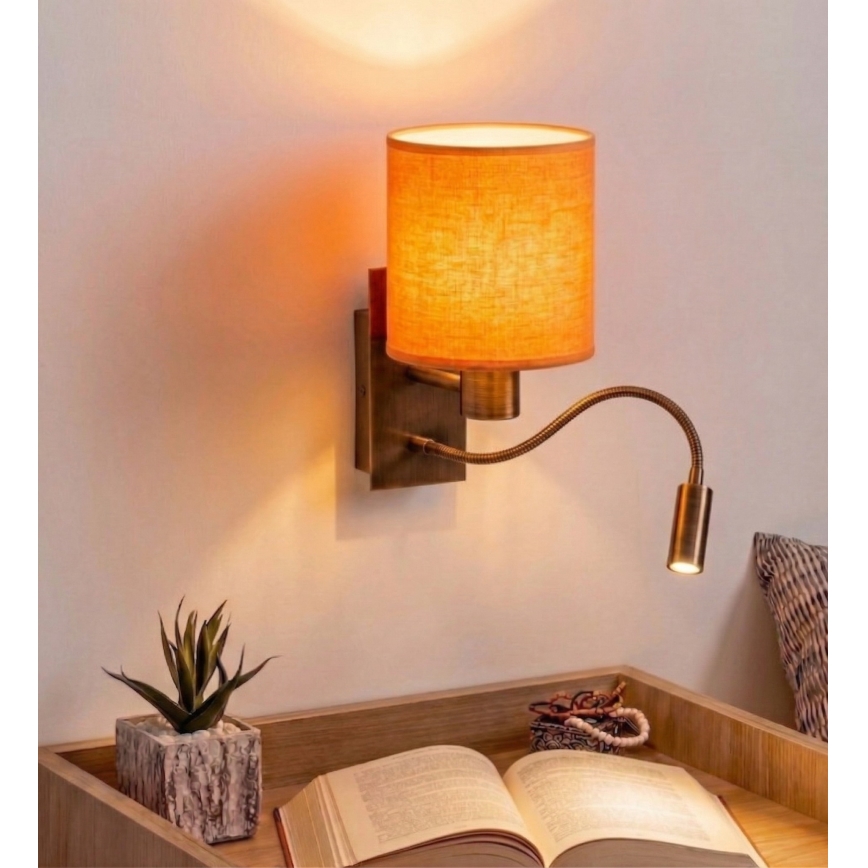 BRILAGI - Гибкая настенная LED-лампа NUBILA 1xE27/25W/230V + LED/3W латунь/оранжевый