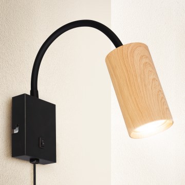 BRILAGI - Гибкий настенный светильник с выключателем SELE 1xGU10/30W/230V черный/дубовый декор