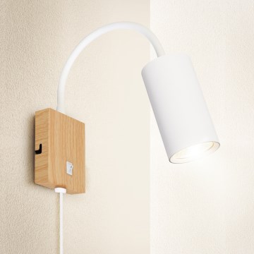 Brilagi - Гибкий настенный светильник SELE 1xGU10/30W/230V белый/декор дуба