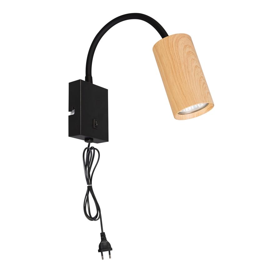 Brilagi - Гнучка настінна лампа SELE 1xGU10/30W/230V чорний/дубовий декор