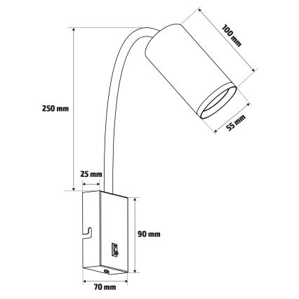 Brilagi - Гнучка настінна лампа SELE 1xGU10/30W/230V чорний/золотий