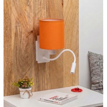 Brilagi - гнучка настінна LED-лампа NUBILA 1xE27/25W/230V + LED/3W біла/помаранчева
