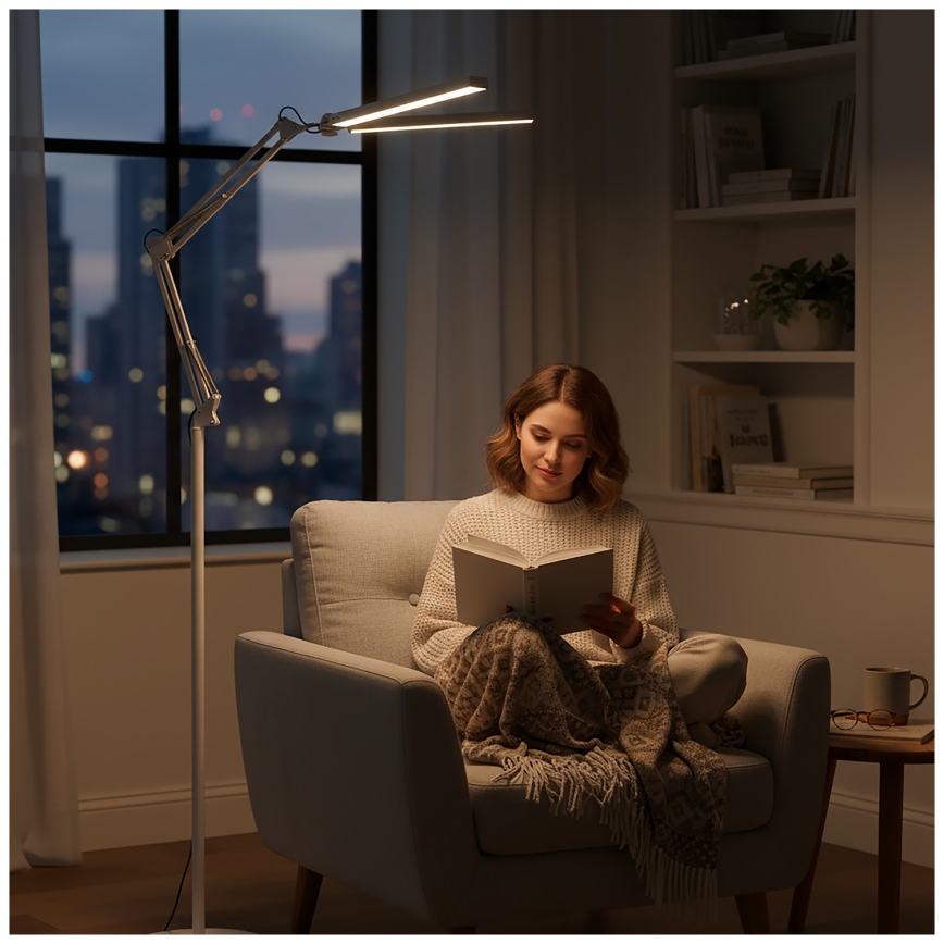 Brilagi - регульована гнучка LED-підлогова лампа VARIO LED/14W/230V 3000-6000K 157 cm біла