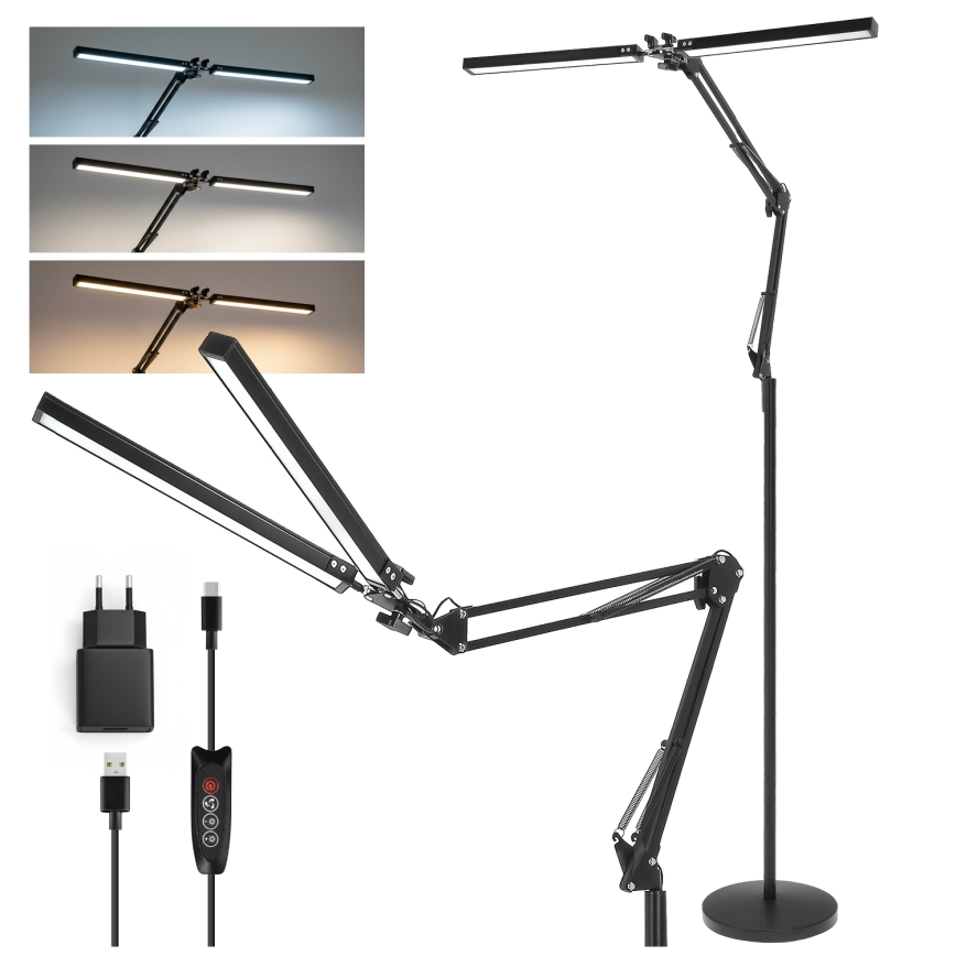 Brilagi - LED затемнювана гнучка підлогова лампа VARIO LED/14W/230V 3000-6000K 157 cm чорна