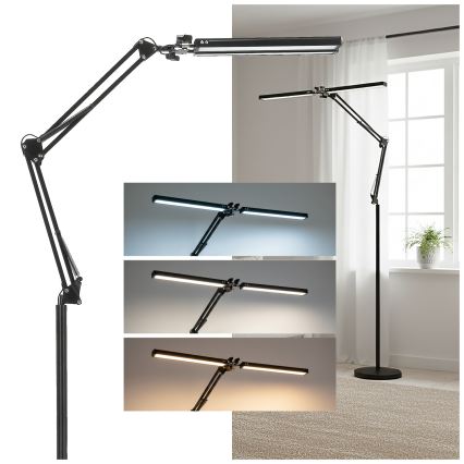 Brilagi - LED затемнювана гнучка підлогова лампа VARIO LED/14W/230V 3000-6000K 157 cm чорна