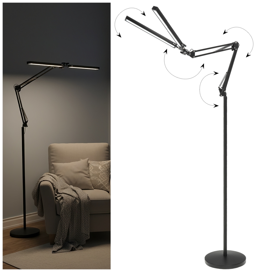 Brilagi - LED затемнювана гнучка підлогова лампа VARIO LED/14W/230V 3000-6000K 157 cm чорна