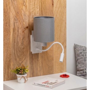 Brilagi - гнучкий LED-настінний світильник NUBILA 1xE27/25W/230V + LED/3W білий/світло-сірий