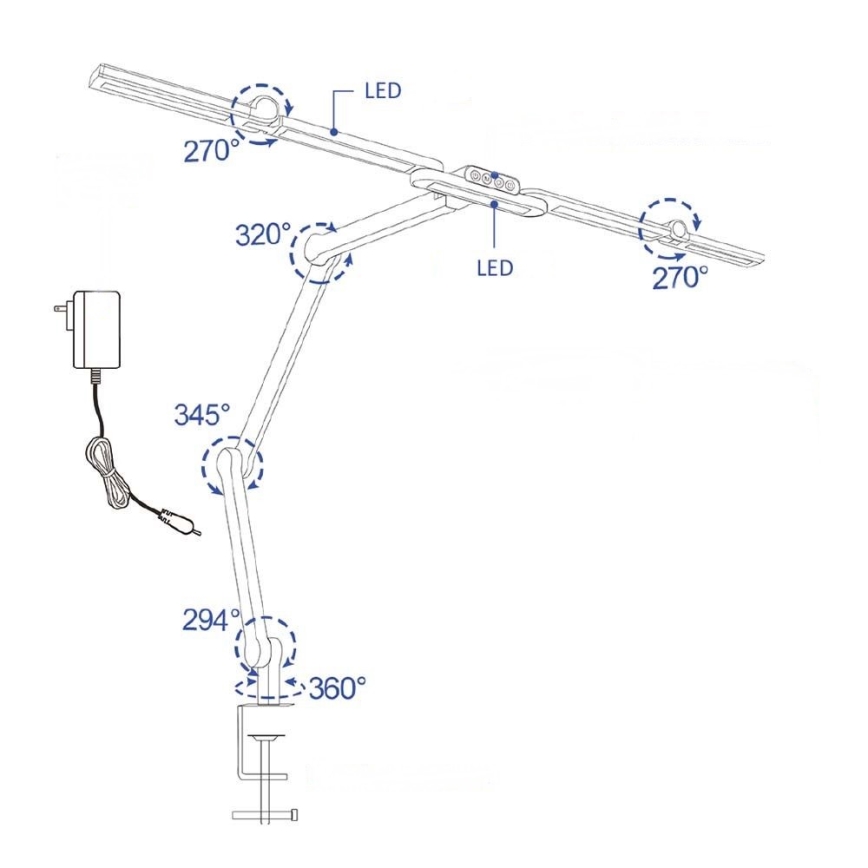Brilagi - Гнучка настільна LED лампа з регулюванням яскравості VARIO LED/24W/230V 3000-6500K CRI 92 чорний