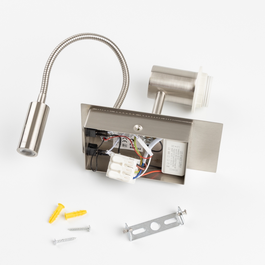 Brilagi - Гнучка настінна лампа NUBILA 1xE27/25W/230V + LED/3W матовий хром