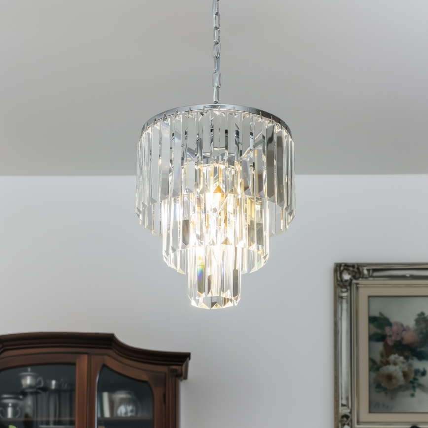 Brilagi - LED Хрустальная люстра на цепи MOZART 4xE14/40W/230V блестящий хром