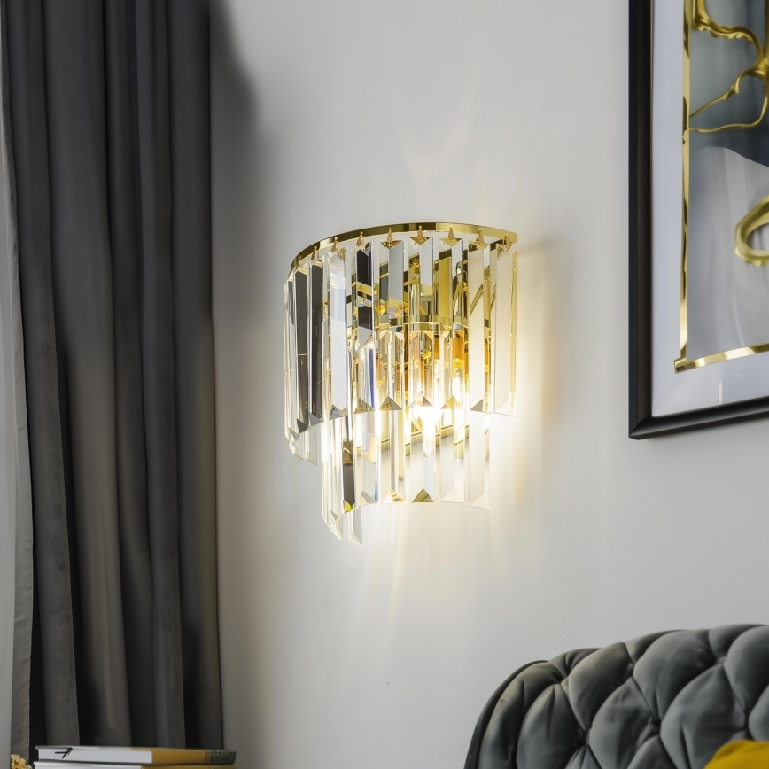 Brilagi - LED Хрустальный настенный светильник MOZART 2xE14/40W/230V золотистый
