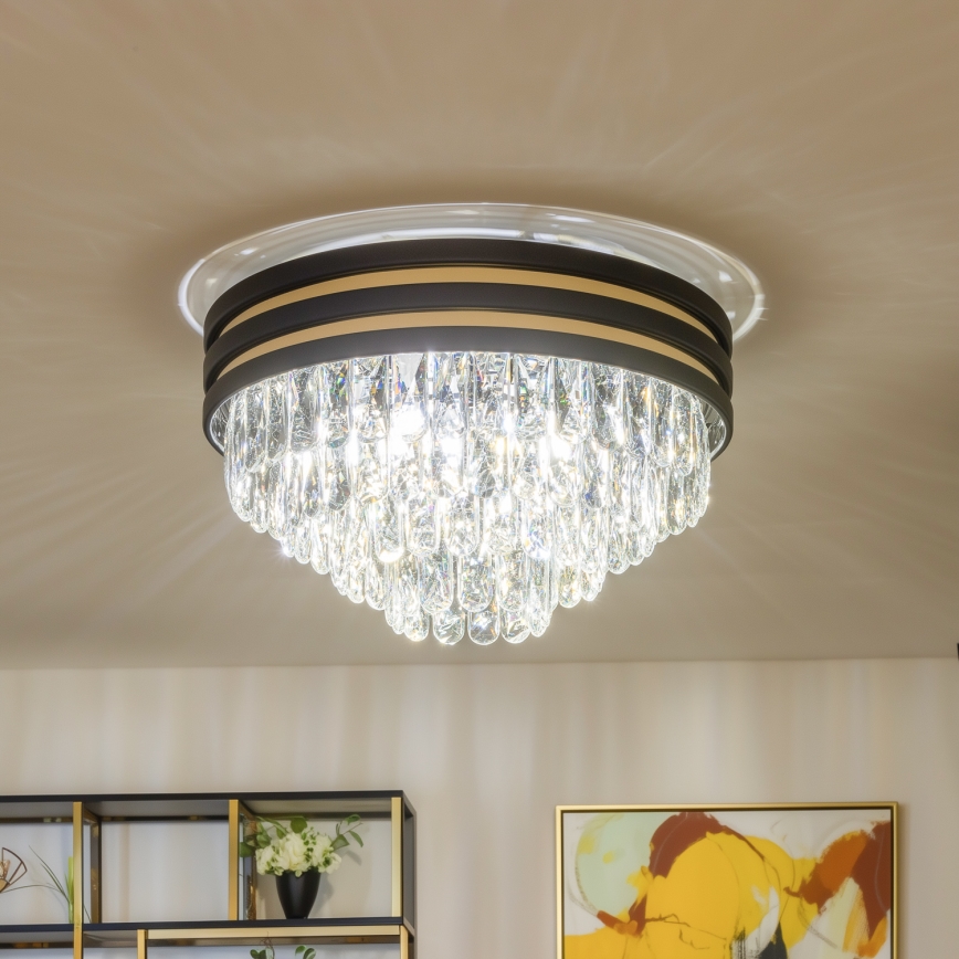 Brilagi - LED Хрустальный потолочный светильник VELURE 5xE14/40W/230V черный