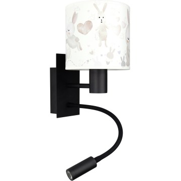 BRILAGI - LED Детская гибкая настенная лампа BOBO 1xE27/25W/230V + LED/3W черная/белая/с кроликами