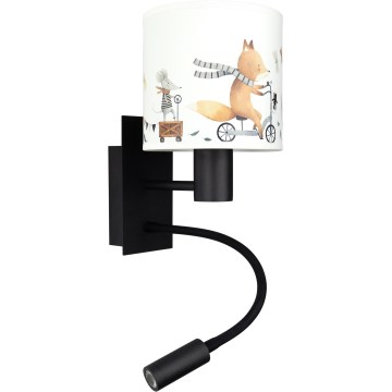BRILAGI - LED детская гибкая настенная лампа BOBO 1xE27/25W/230V + LED/3W чёрный/белый/с рисунком животных