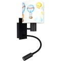 BRILAGI - LED детская гибкая настенная лампа BOBO 1×E27/25 Вт/230 В + LED/3 Вт черный/белый/с изображением животных
