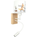 BRILAGI - LED Детская гибкая настенная лампа BOBO WOOD 1xE27/25Вт/230В + LED/3Вт дуб/белый/с рисунком животных